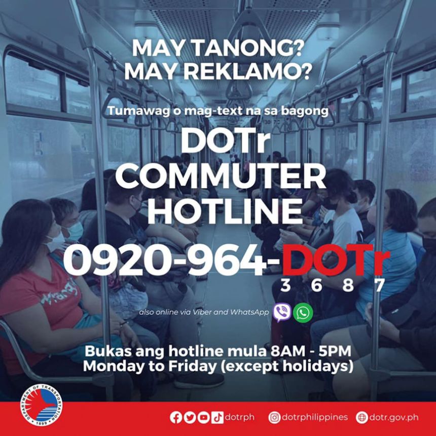 DOTr launches commuter hotline image