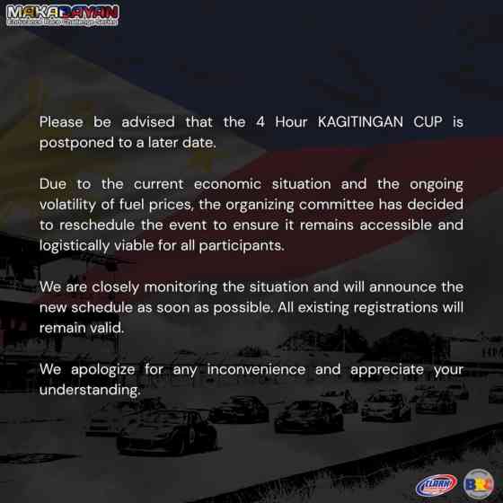 2026 Makabayan Endurance Race Challenge Series Round 1 postponed 2026 Makabayan Endurance Race Challenge Series Round 1 postponed image