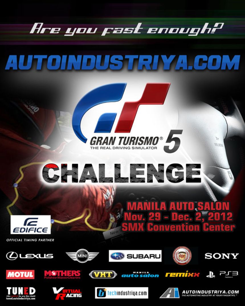 AutoIndustriya.com to hold GT5 Challenge 3 at 2012 Manila Auto Salon AutoIndustriya.com to hold GT5 Challenge 3 at 2012 Manila Auto Salon image