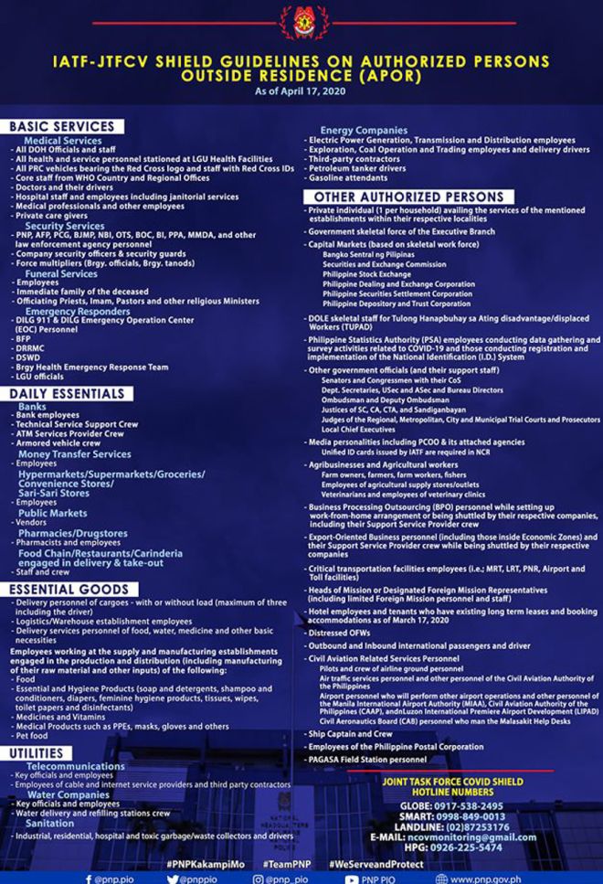 These are the authorized persons allowed outside during ECQ image