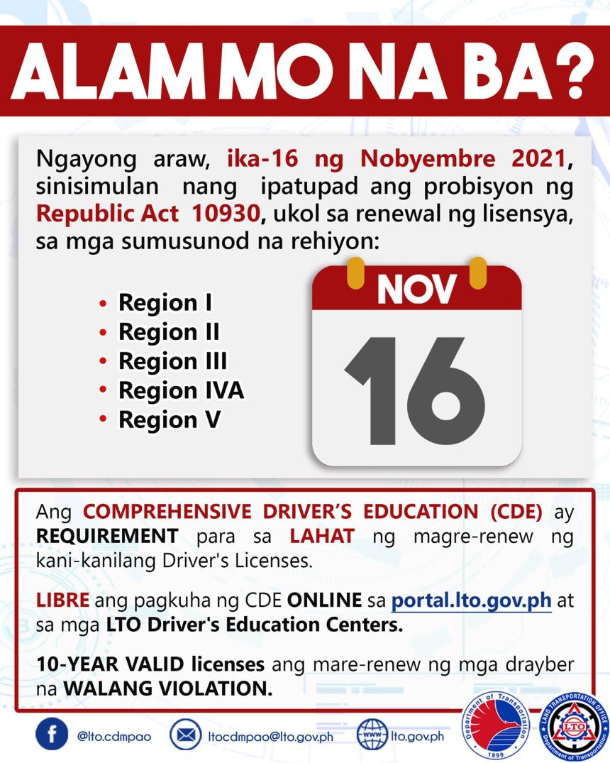 LTO: 10-year license now available in Region I, II, III, IV-A and V image