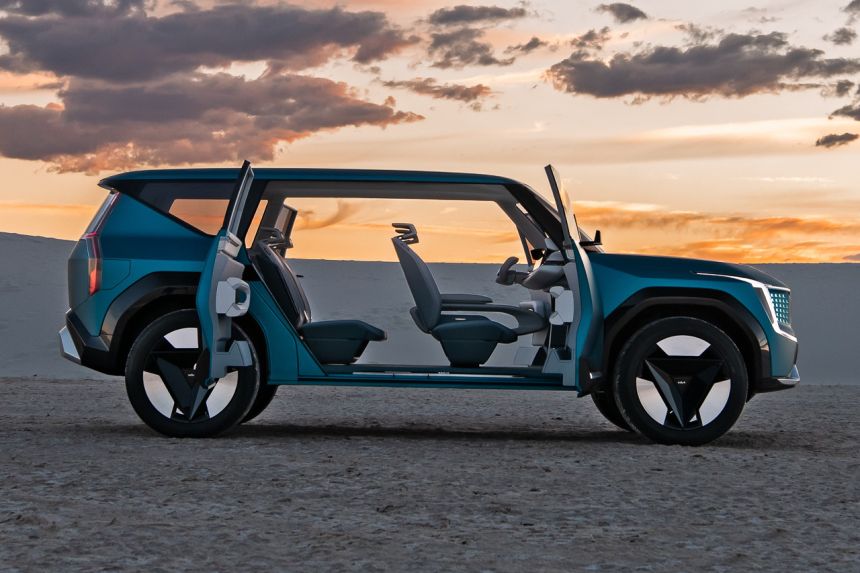 Kia previews three-row electric SUV with EV9 Concept image