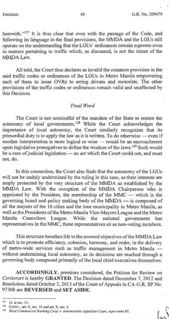 SC says only MMDA, deputized LGU enforcers can use single ticketing system SC says only MMDA, deputized LGU enforcers can use single ticketing system image