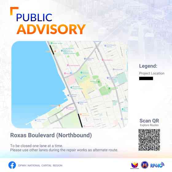 EDSA Flyover along Roxas Blvd partially closed due to road works EDSA Flyover along Roxas Blvd partially closed due to road works image