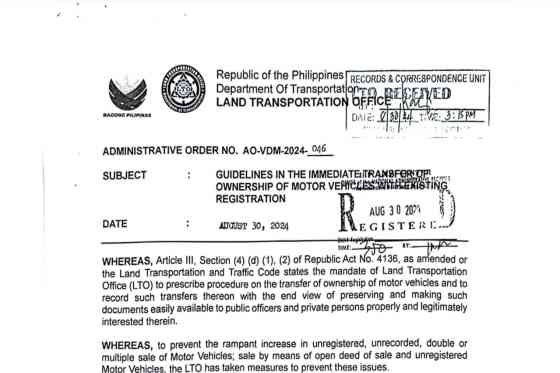 LTO to impose up to PHP40K penalty if you don't transfer your car reg LTO to impose up to PHP40K penalty if you don't transfer your car reg image