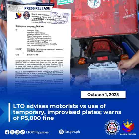 LTO to declare temporary, improvised plates illegal starting Nov. 1 LTO to declare temporary, improvised plates illegal starting Nov. 1 image