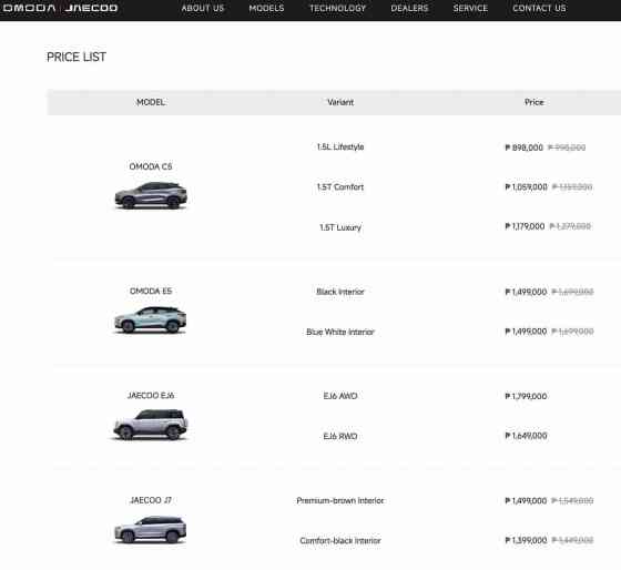 Omoda Jaecoo Philippines slash prices on C5, E5, and J7 Omoda Jaecoo Philippines slash prices on C5, E5, and J7 image