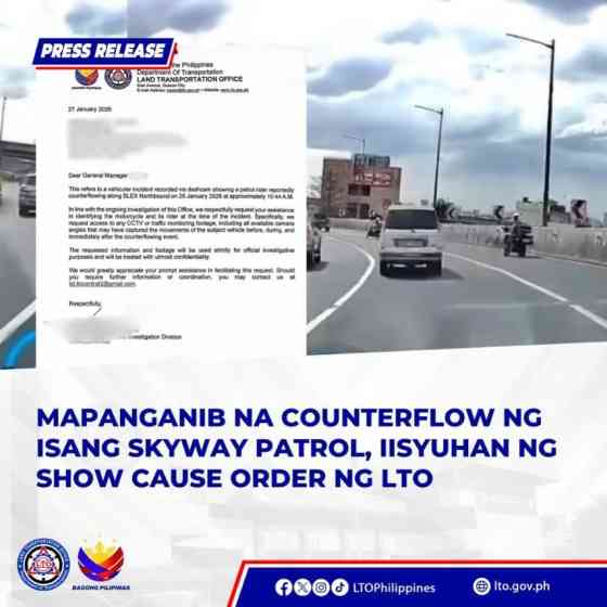 LTO to summon Skyway Stage 3 enforcer over dangerous counterflow LTO to summon Skyway Stage 3 enforcer over dangerous counterflow image