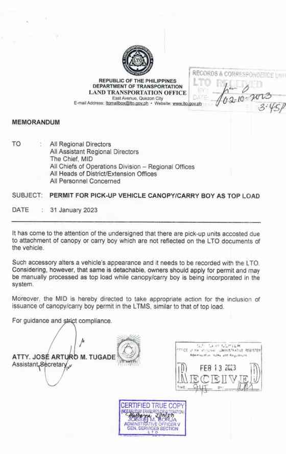 FYI: These vehicle accessories require registration with LTO FYI: These vehicle accessories require registration with LTO image