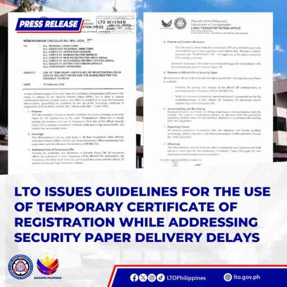 LTO faces security paper supply issue, issues guidelines for use of temp CR LTO faces security paper supply issue, issues guidelines for use of temp CR image