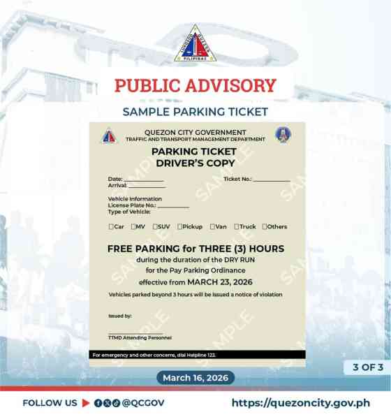 Quezon City LGU to implement new public parking rules on Morato, Timog Avenue Quezon City LGU to implement new public parking rules on Morato, Timog Avenue image