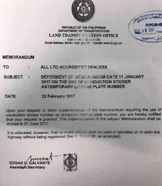 LTO delays order for standardized temporary plates LTO delays order for standardized temporary plates image