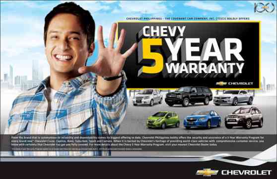 Chevrolet Philippines offers new 5-year warranty program Chevrolet Philippines offers new 5-year warranty program image