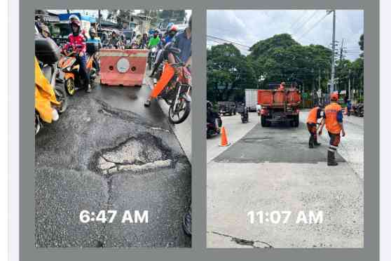 DPWH fixes pothole 4 hours after report by Nebrija DPWH fixes pothole 4 hours after report by Nebrija image