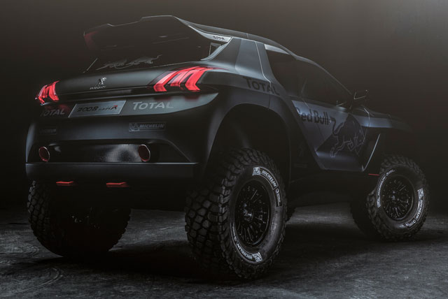 The rear of the Peugeot 2008 DKR