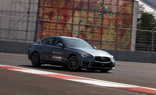 Sebastian Vettel driving around the Sochi GP circuit