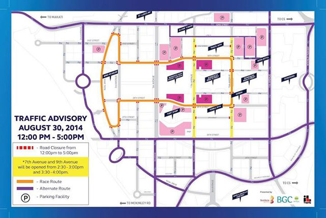 The street circuit layoout for Stockinger's run in BGC