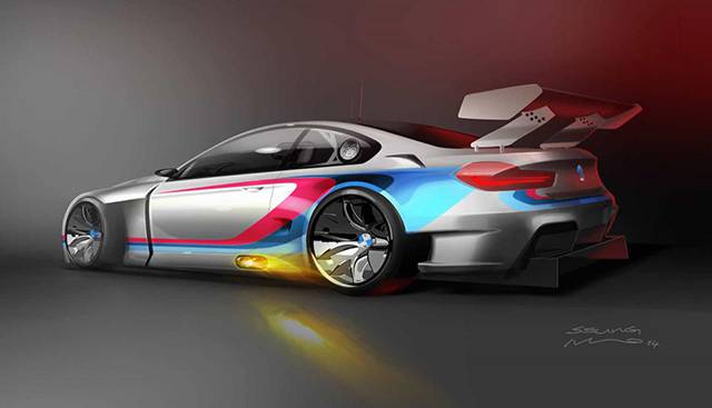 The rear and side of the M6 GT3 sketch