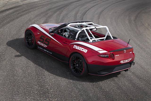 The rear of the Mazda MX-5 track car