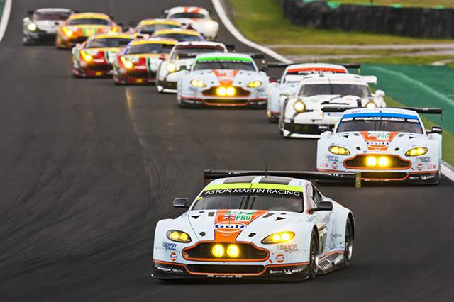 The Aston Martin Racing V8 Vantage GTE using the solar panels on the roof