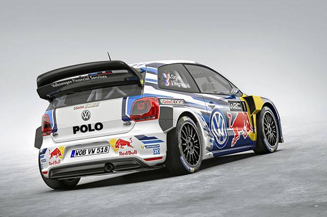 The rear of the 2015 Volkswagen Polo WRC