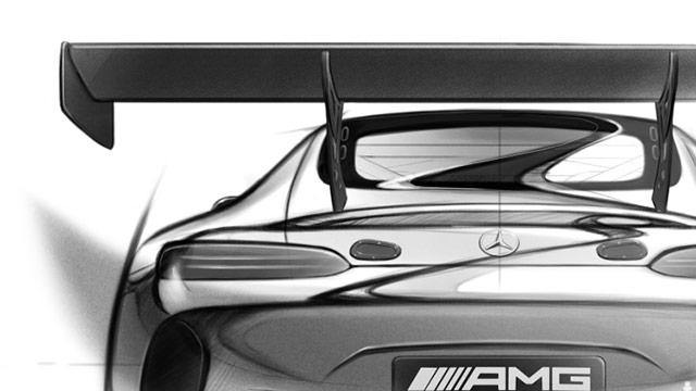 Rear of the Mercedes-Benz AMG GT3 teaser sketch