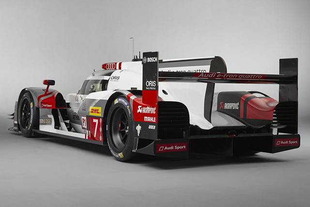 The rear of the 2015 Audi R18 e-tron quattro
