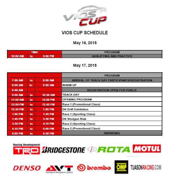 2015 Vios Cup Race 2 schedule