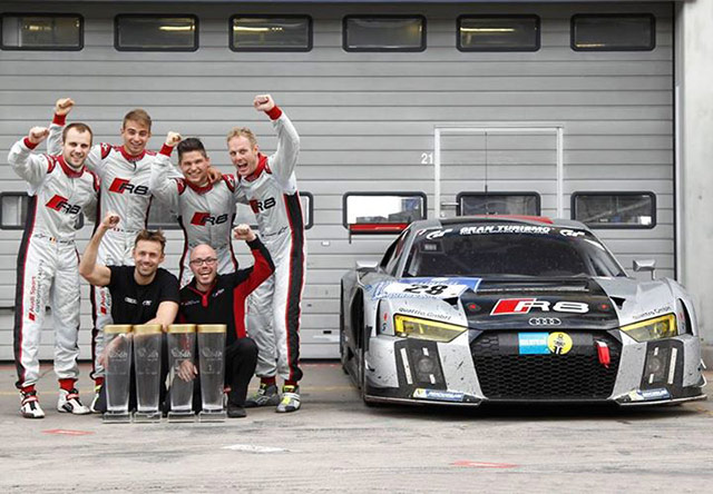 The winning team (No. 28 Audi R8 LMS)