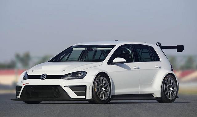 The Volkswagen Golf race car concept quarter view
