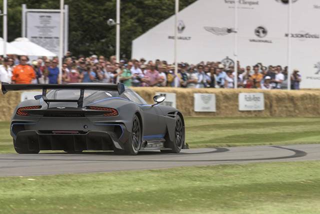 The Aston Martin Vulcan climbing the Goodwood Hill