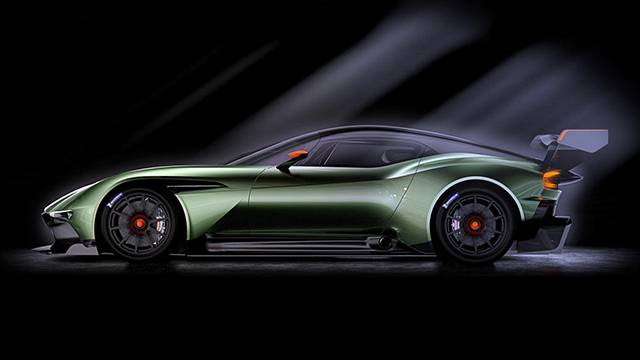 The Aston Martin Vulcan's side profile