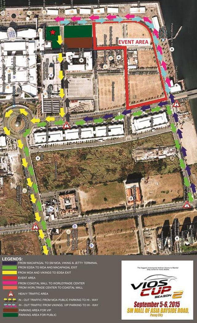 Map layout of 2015 Vios Cup Bayside Road