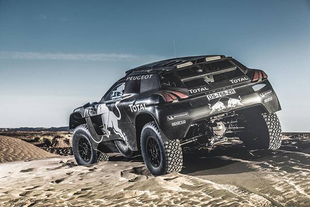 The rear and side design of the Peugeot 2008 DKR16