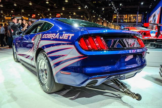 Rear quarter view of the Mustang Cobra Jet