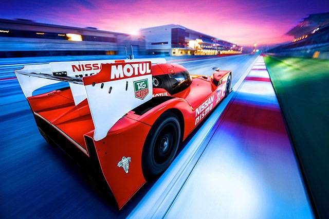 Rear view of the Nissan GT-R LM racecar