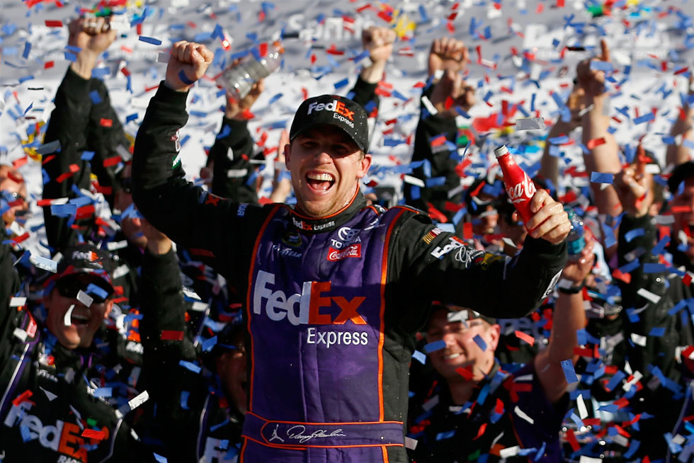 Denny Hamlin in Victory Lane