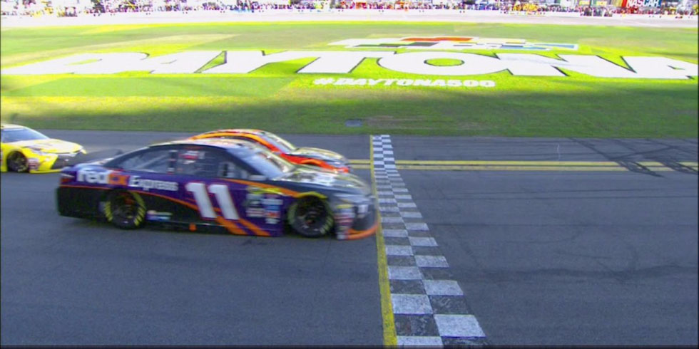 Photo finish between Hamlin and Martin Truex Jr.