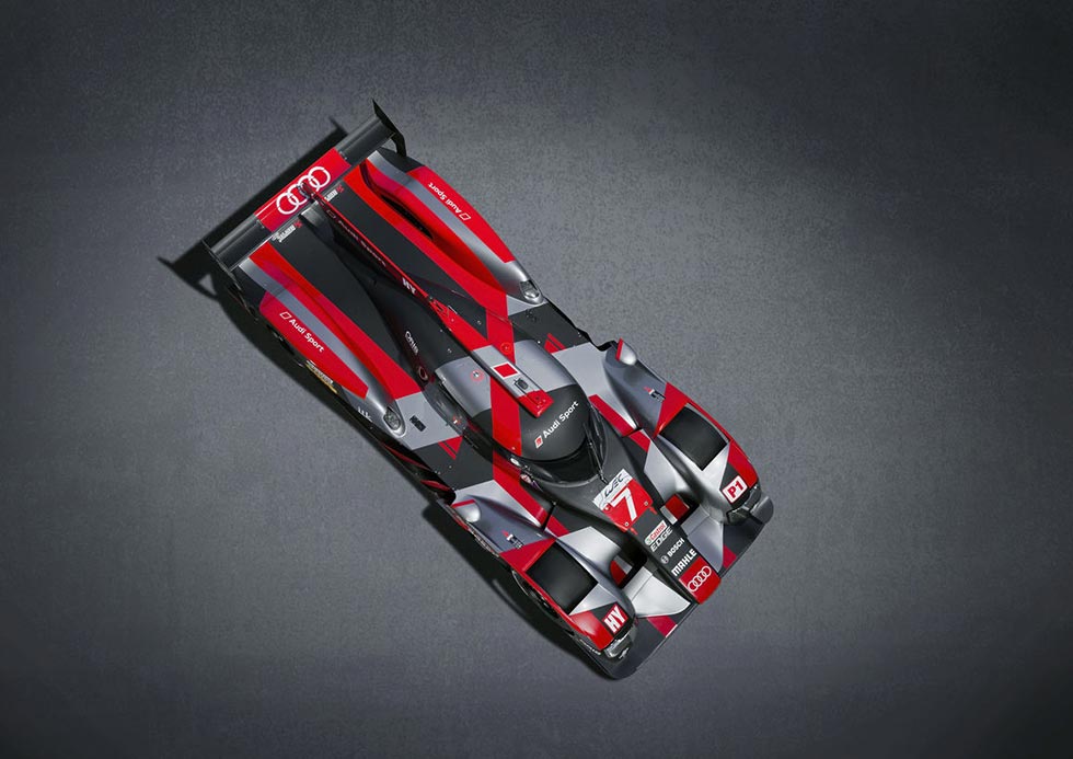 Top view of the 2016 Audi R8 LMP1 racecar
