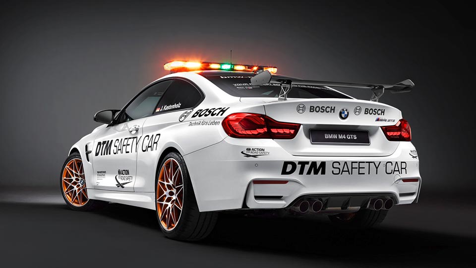 Rear quarter of the 2016 BMW M4 GTS DTM safety car