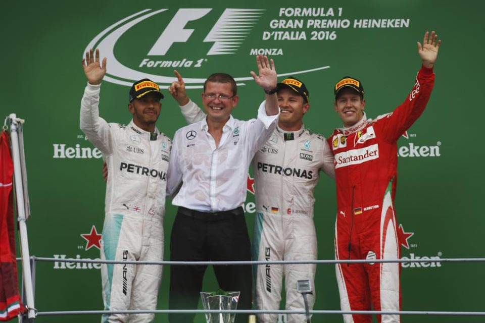 Rosberg, Hamilton and Vettel at the 2016 Italian Grand Prix