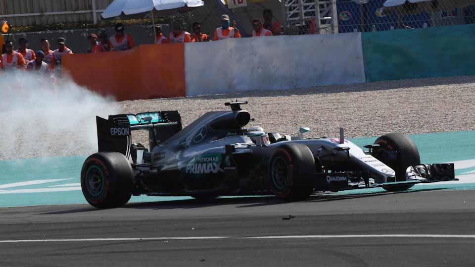 Hamilton's engine blown