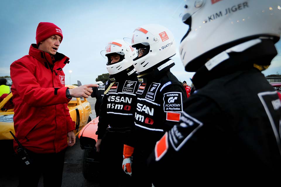 GT Academy instructors guiding the aspirant racing drivers
