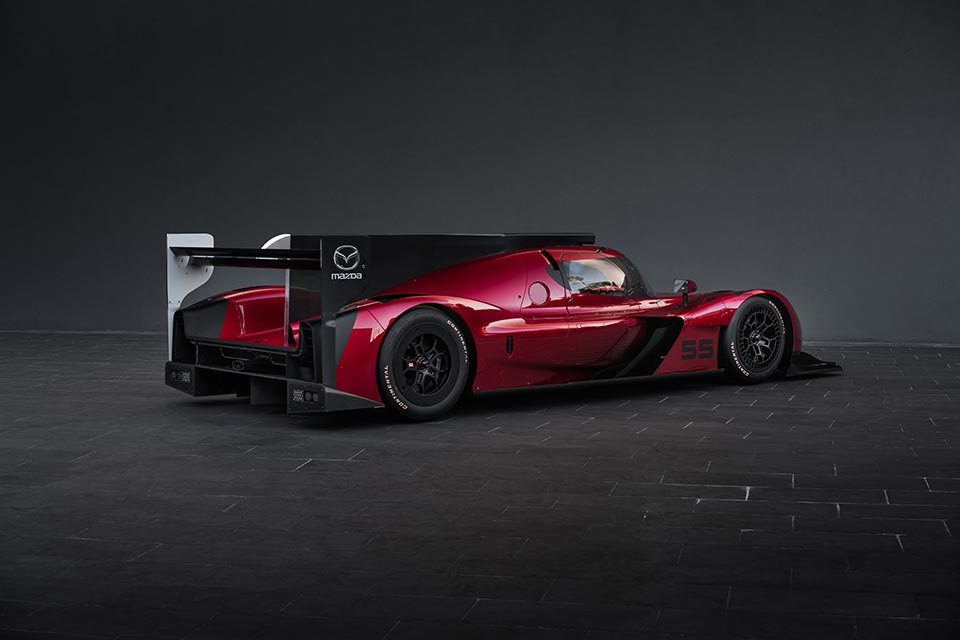 Rear quarter of the Mazda RT24-P IMSA DPi racecar