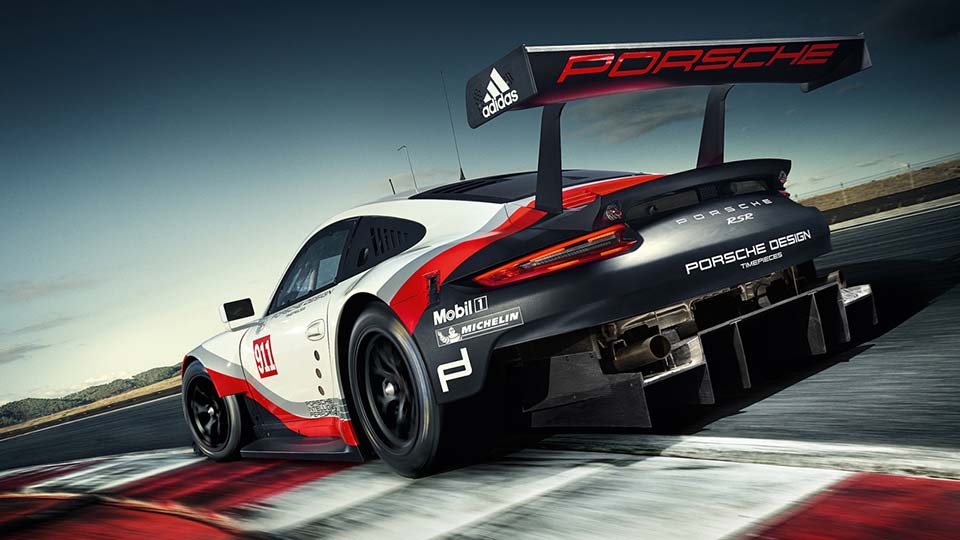 Rear quarter of the Porsche 911 RSR