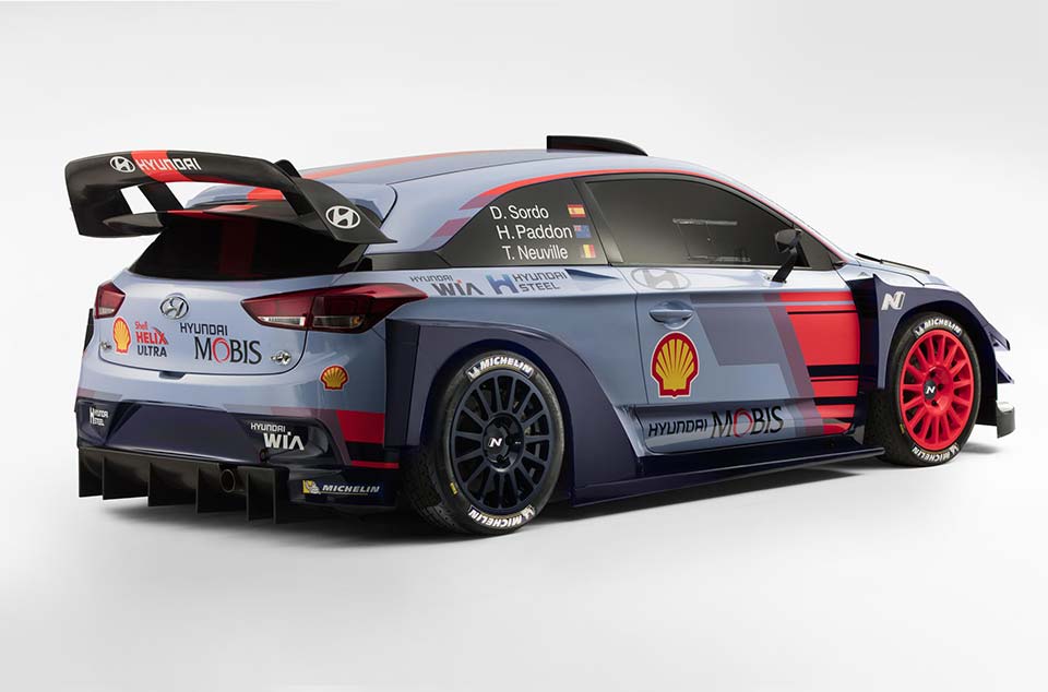 Rear quarter of the 2017 Hyundai i20 Coupe WRC