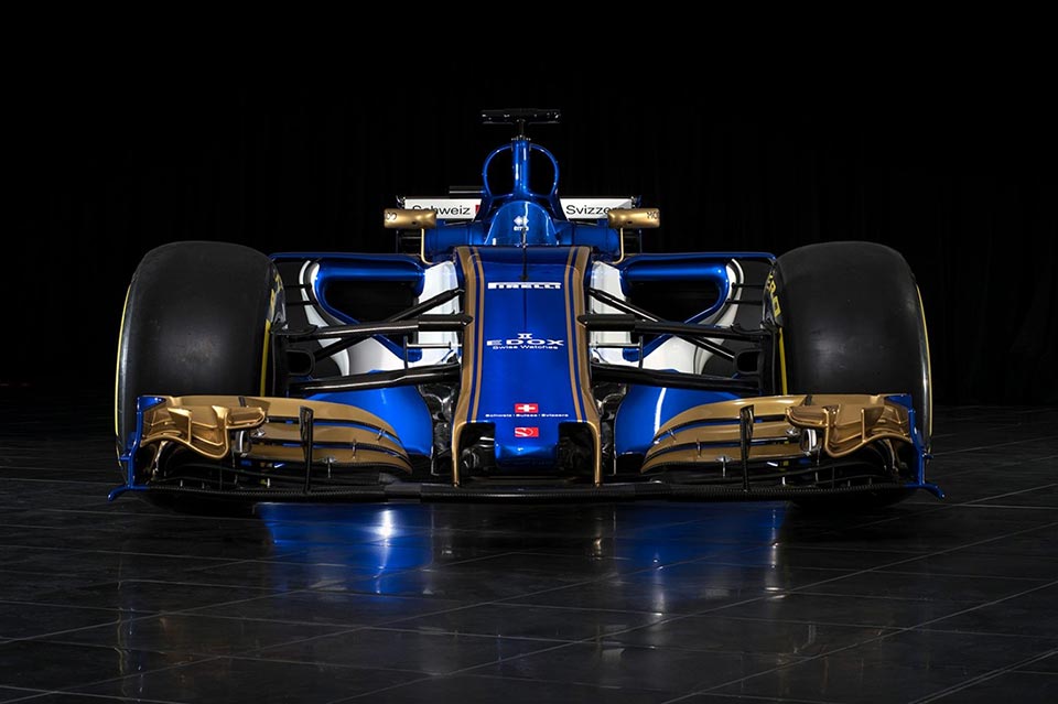 The front fascia of Sauber's F1 challenger in the 2017 season