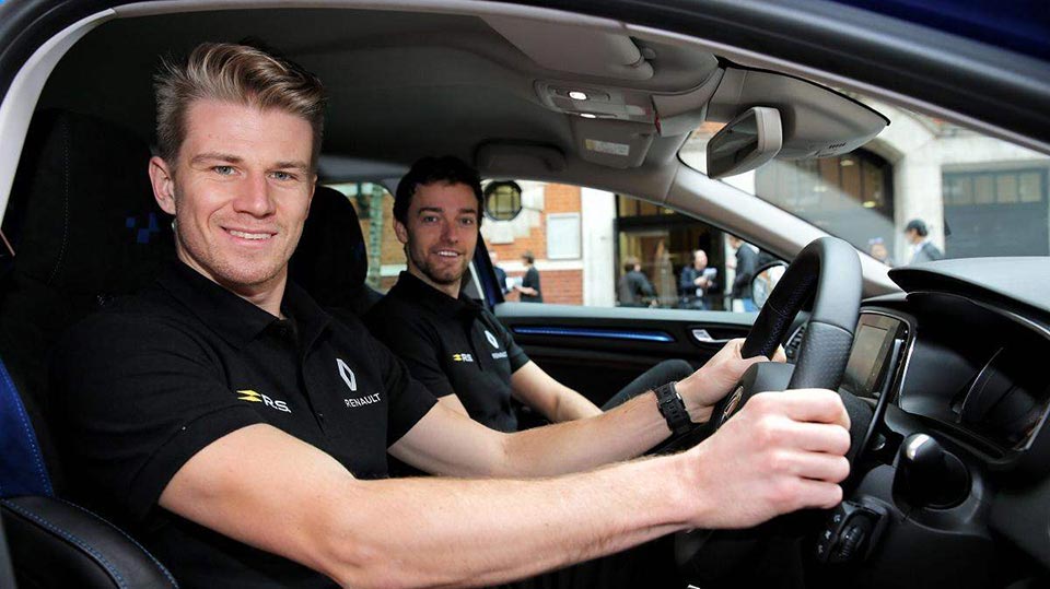 Nico Hulkenberg and Jolyon Palmer of Renault Sport Racing