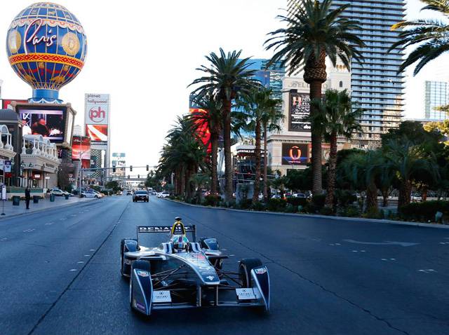 Formula E demo run Las Vegas Strip