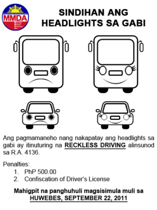 Turn on Headlights Filipino